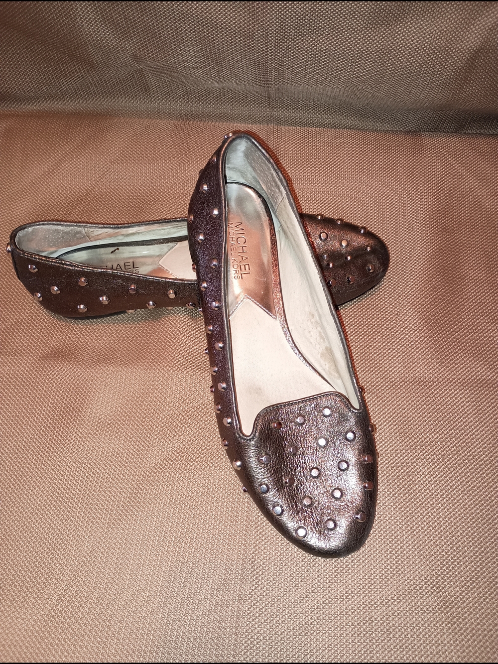 Michael Kors 8M Women's Metallic Bronze Studded Ballet Flats